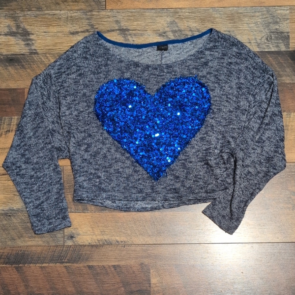 The Classic Blue and Gray Heart Sweater